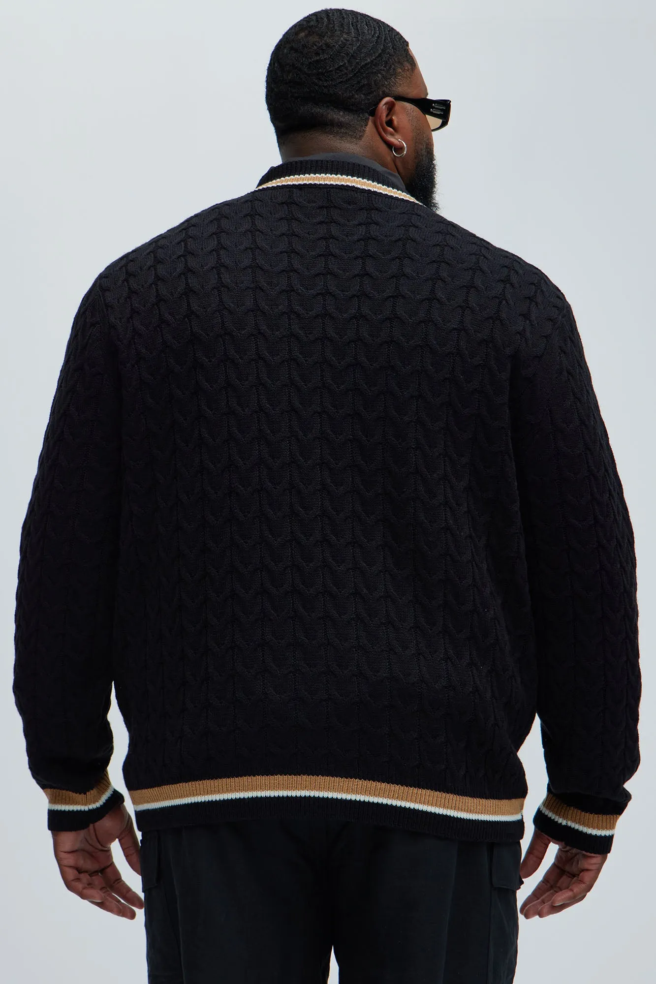 Back Again Cable Knit Sweater - Black/combo