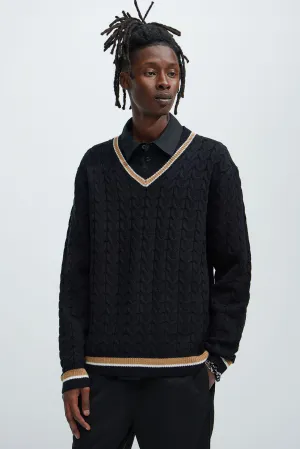 Back Again Cable Knit Sweater - Black/combo