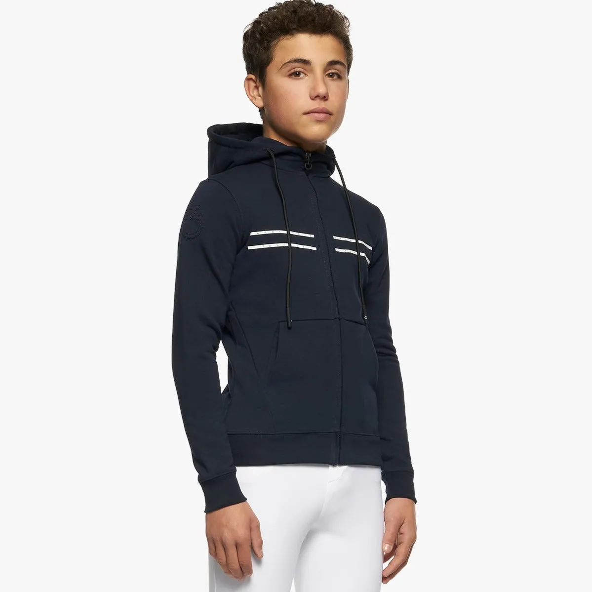 Boy's Printed Stripe CT Logo Zip Hoodie