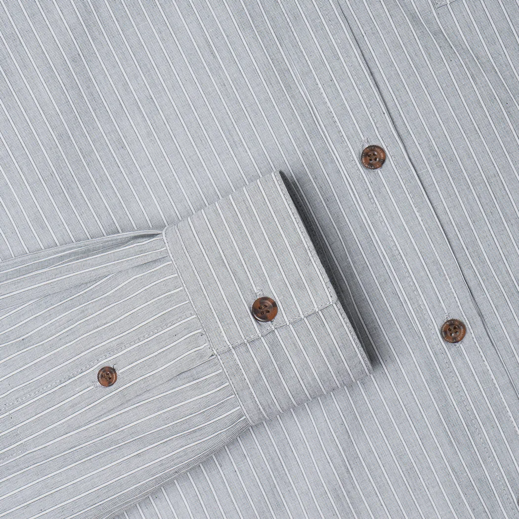 Breakfast Club Long Sleeve Shirt - Grey White Stripes