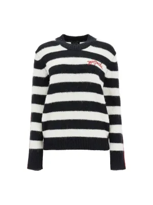 Brushed Logo Striped Sweater