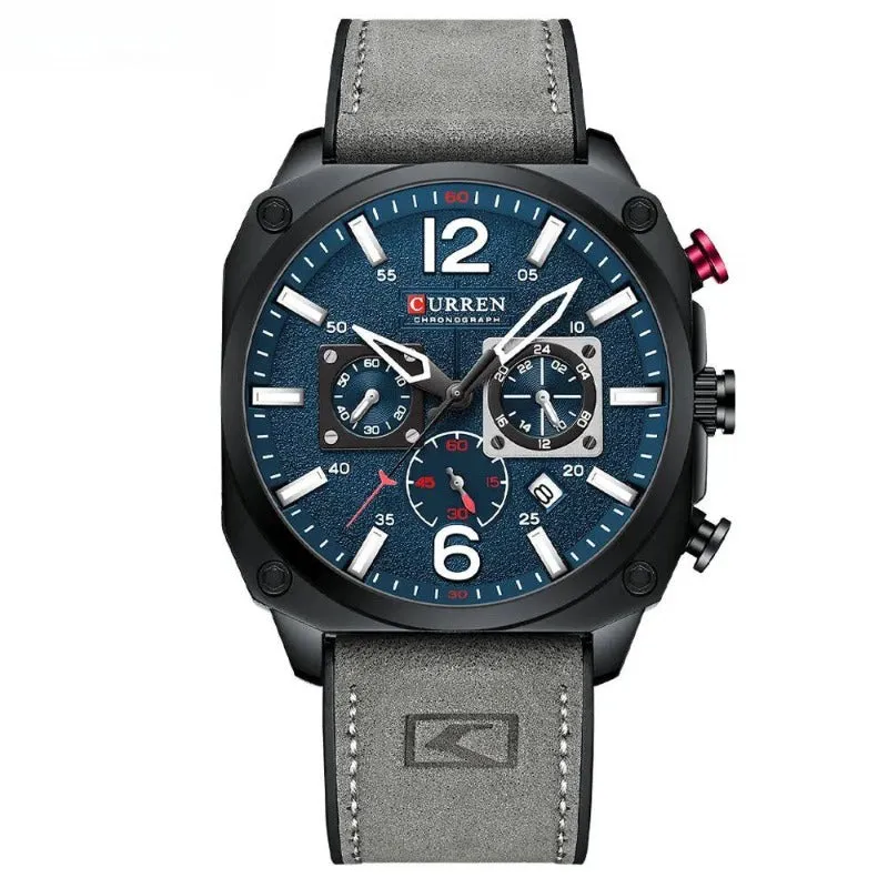 Business Leather Wristwatch with Quartz Movement and Waterproof Case
