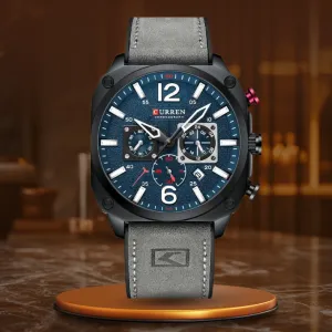 Business Leather Wristwatch with Quartz Movement and Waterproof Case