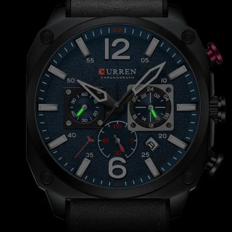 Business Leather Wristwatch with Quartz Movement and Waterproof Case