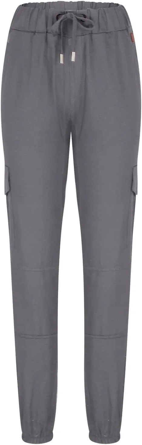 Cargo Pants for Men Regular Fit Drawstring Slacks Tapered Cotton Elastic Waist Multi Pockets Solid Sweatpants