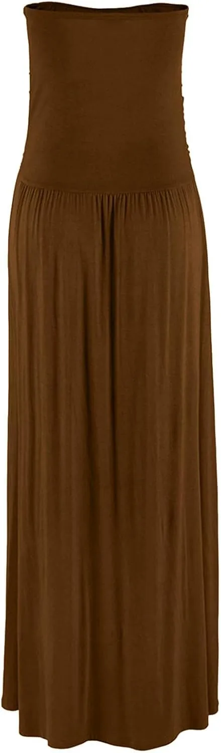 Ceboyel Sun Dresses for Women 2023 Strapless Maxi Dress Floral Boho Sundresses Bohemian Beach Party Long Summer Dress