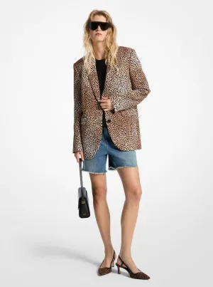 Cheetah Print Stretch Crepe Blazer