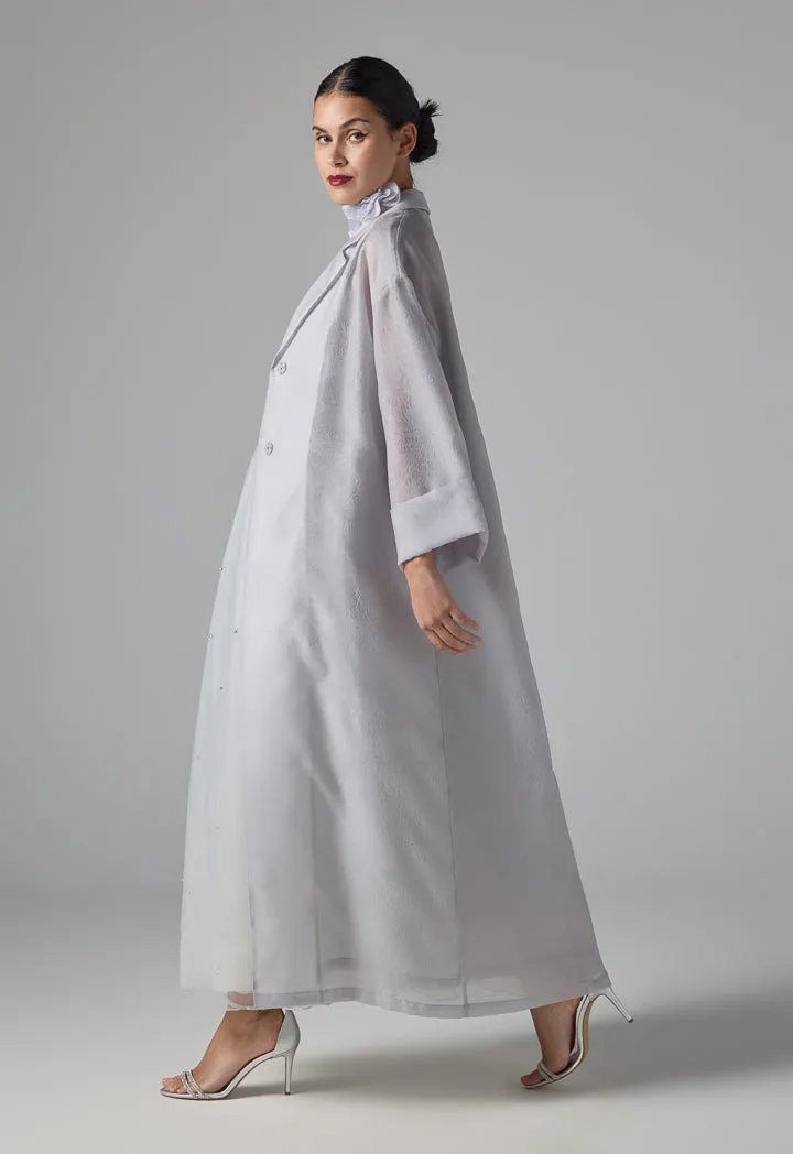 Choice Solid Textured Oversized Abaya Grey