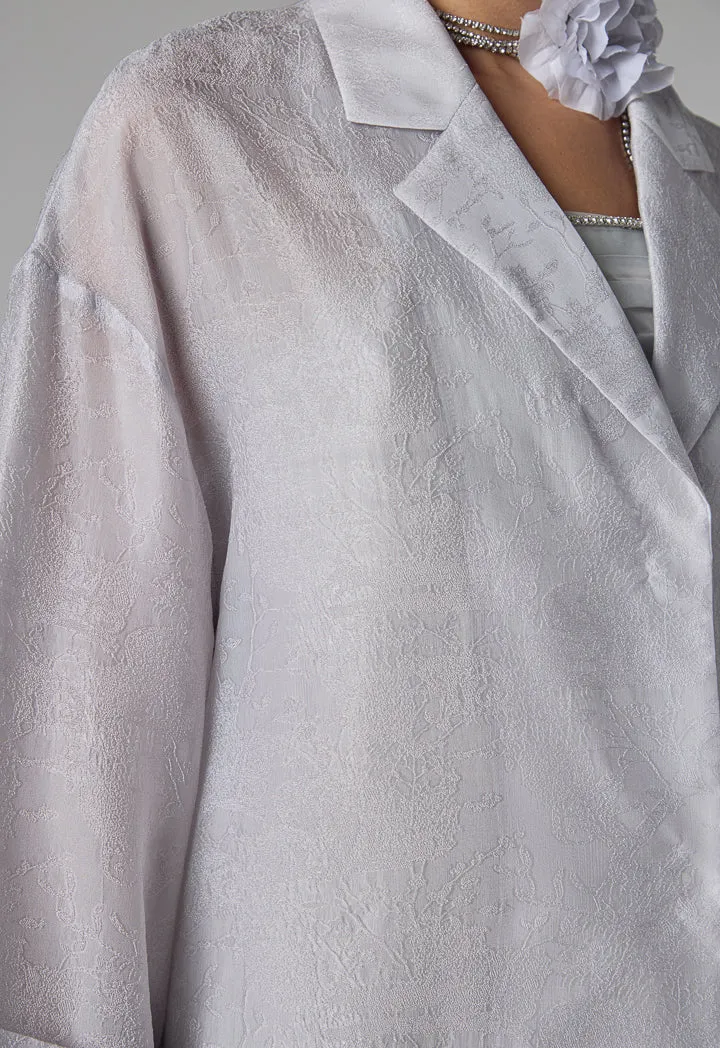 Choice Solid Textured Oversized Abaya Grey