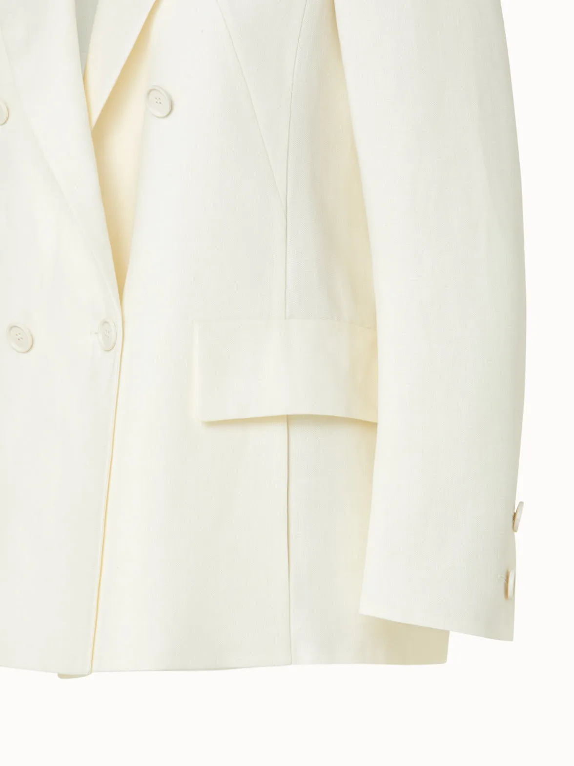 Double-Breasted Linen Wool Double-Face Jacket