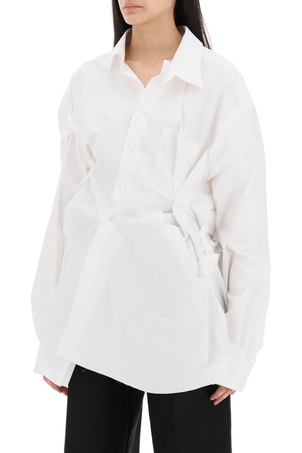 draped oversized shirt