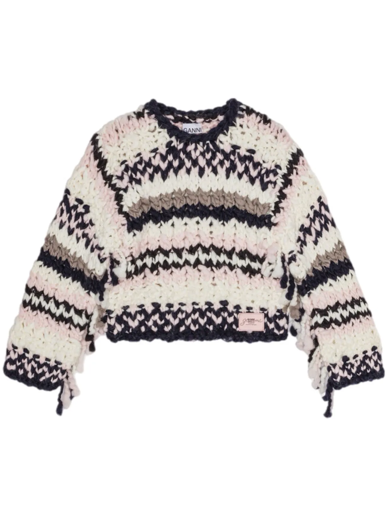 Ganni Wool Roving Handknit Crewneck