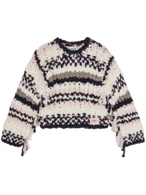 Ganni Wool Roving Handknit Crewneck