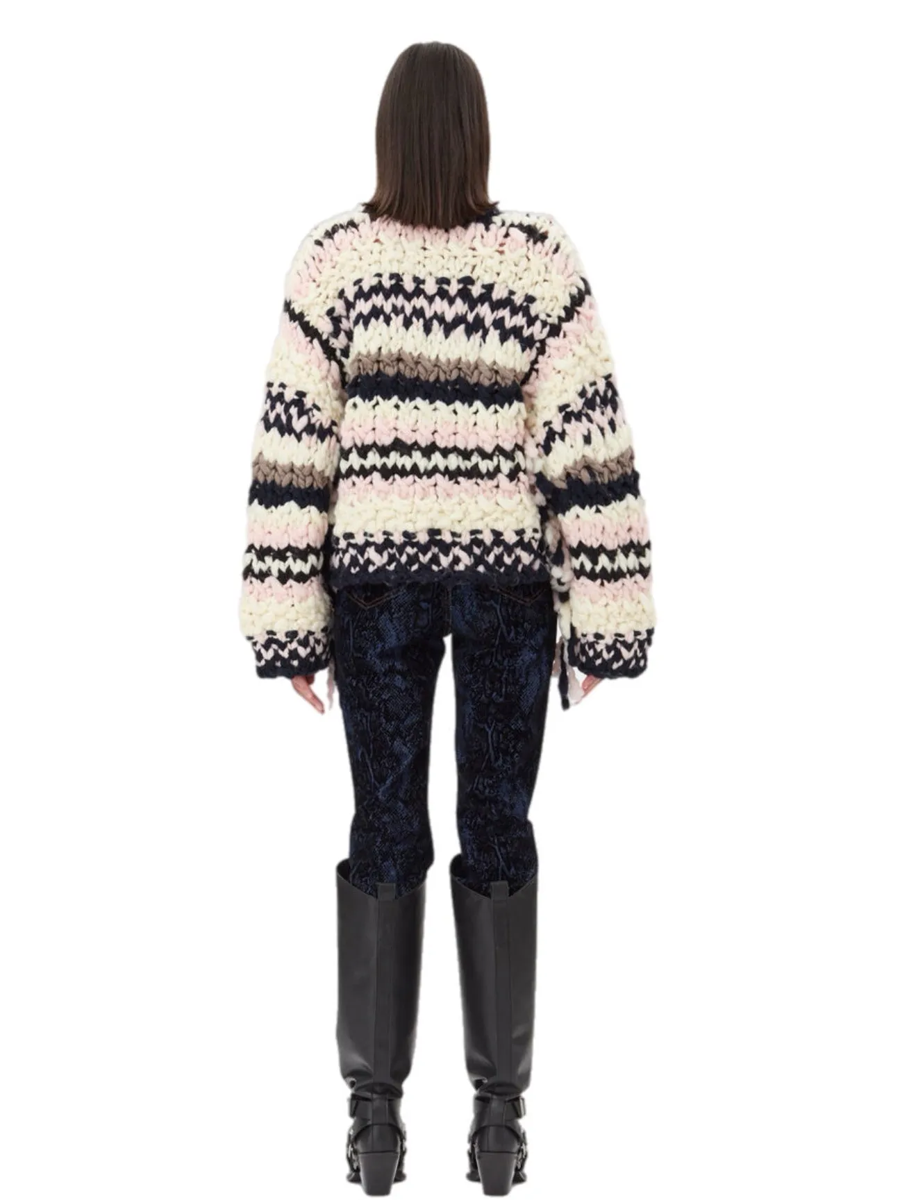 Ganni Wool Roving Handknit Crewneck