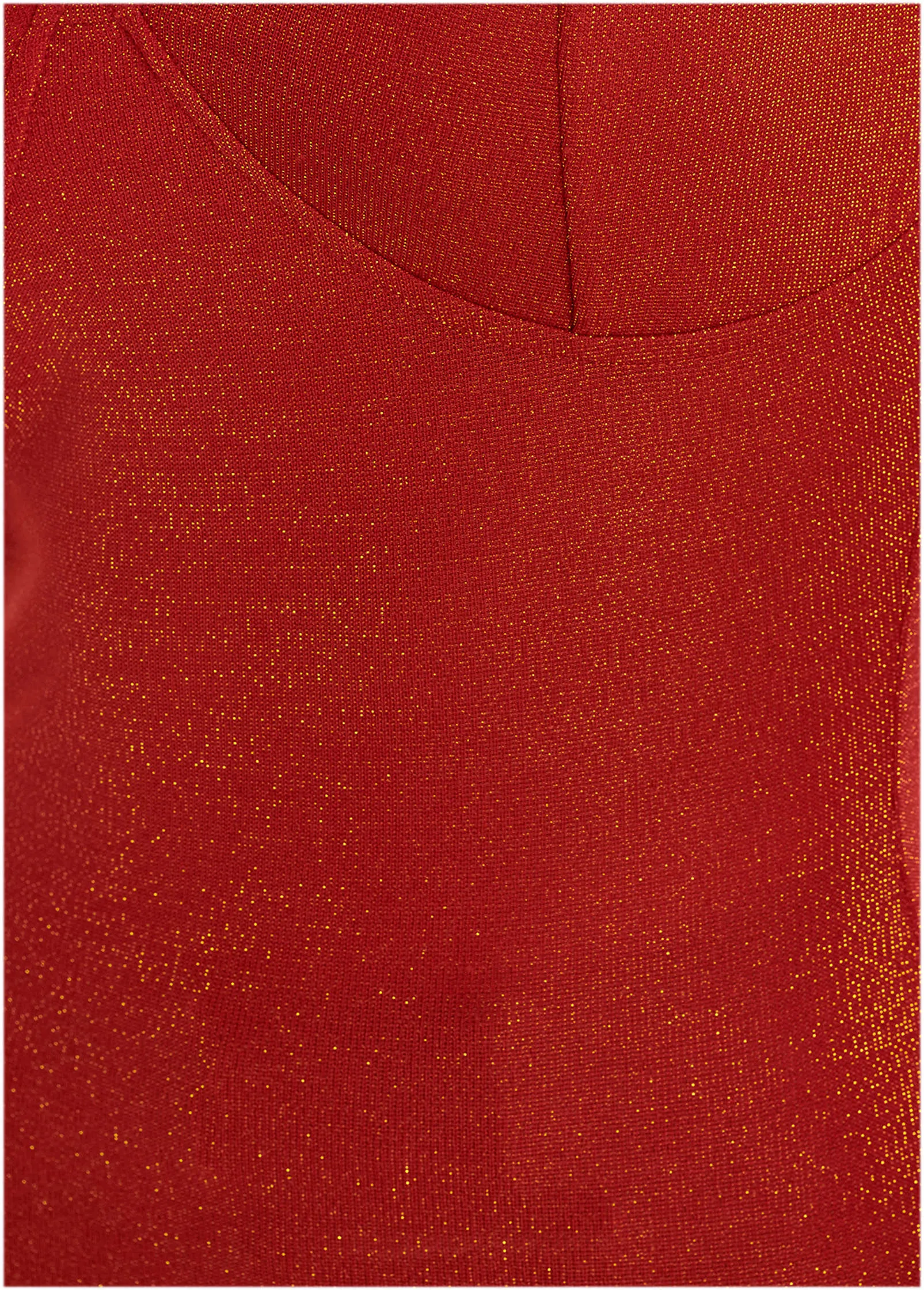 Glitter Knit V-Neck Top - Racing Red Glitter Knit