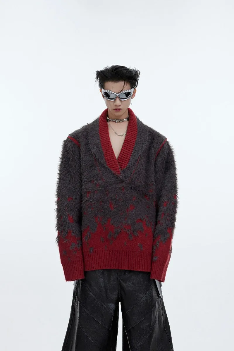 Gradient V-Neck Knit Sweater
