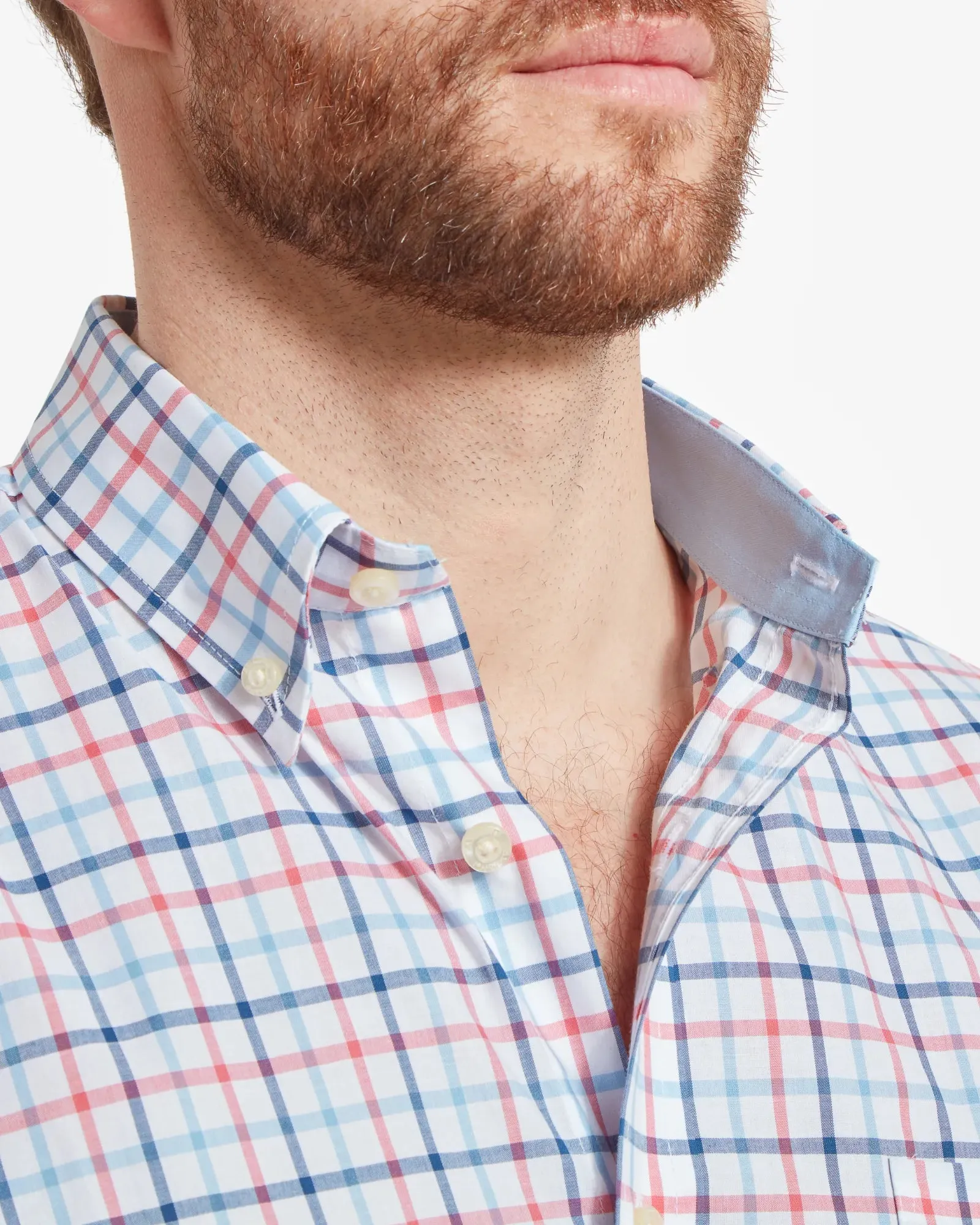 Holkham Classic Shirt - French Navy/Sky Blue/Sun Coral