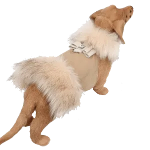 Ivory Fox Fur Coat with Big Bow