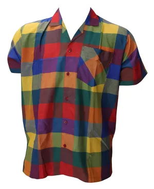 LA LEELA Shirt Casual Button Down Short Sleeve Beach Shirt Men Pocket Checks