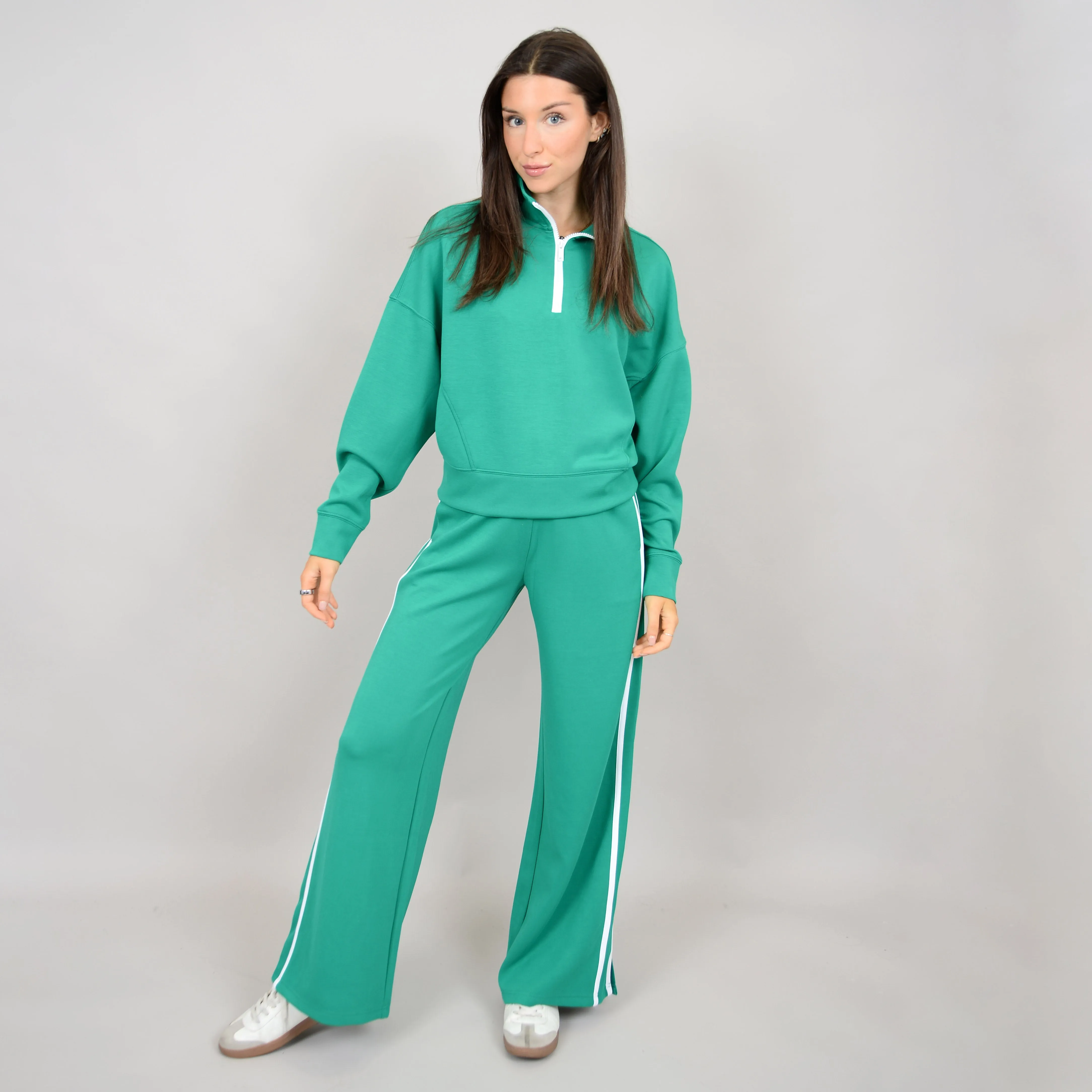 MAILYN SOFT KNIT ZIP UP - CREME DE MENTHE