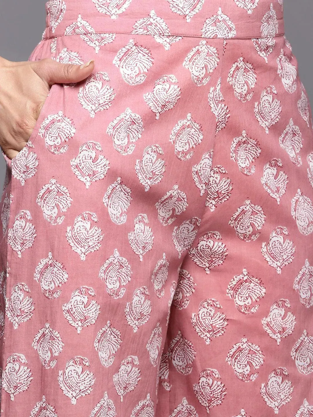 Mauve Printed Cotton Night Suit