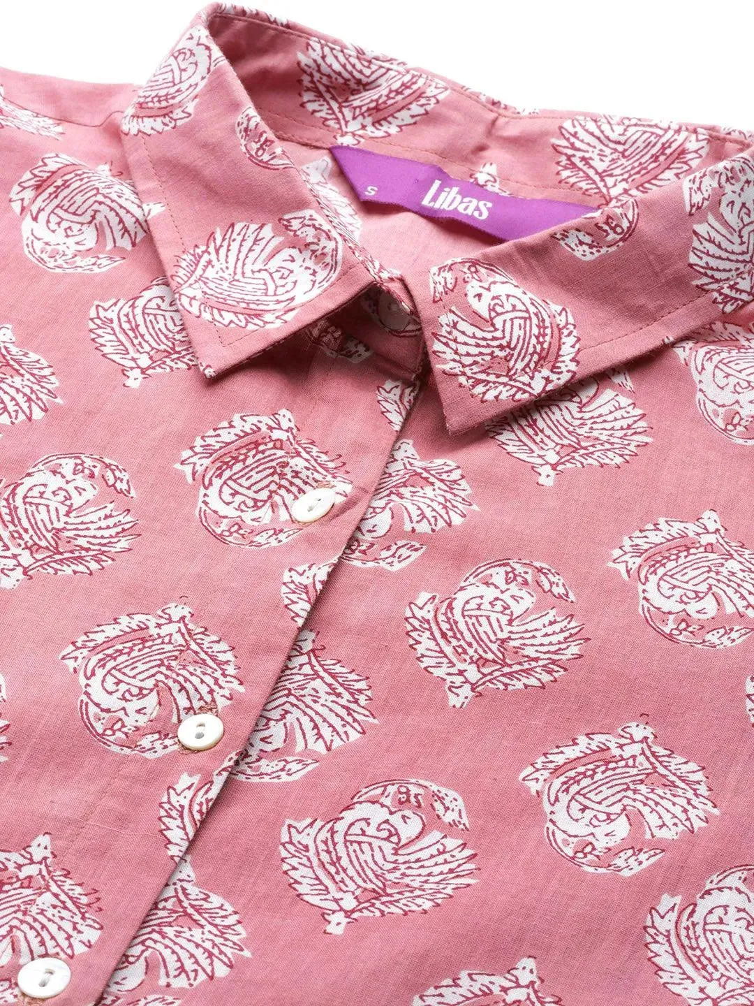 Mauve Printed Cotton Night Suit