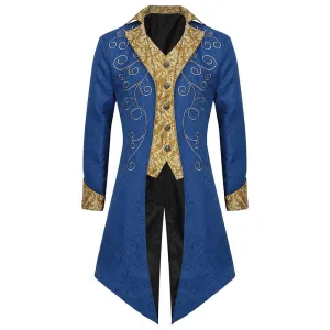 Medieval Steampunk Tailcoat Halloween Costumes for Men, Renaissance Pirate Gothic Jackets Warlock Frock Coat