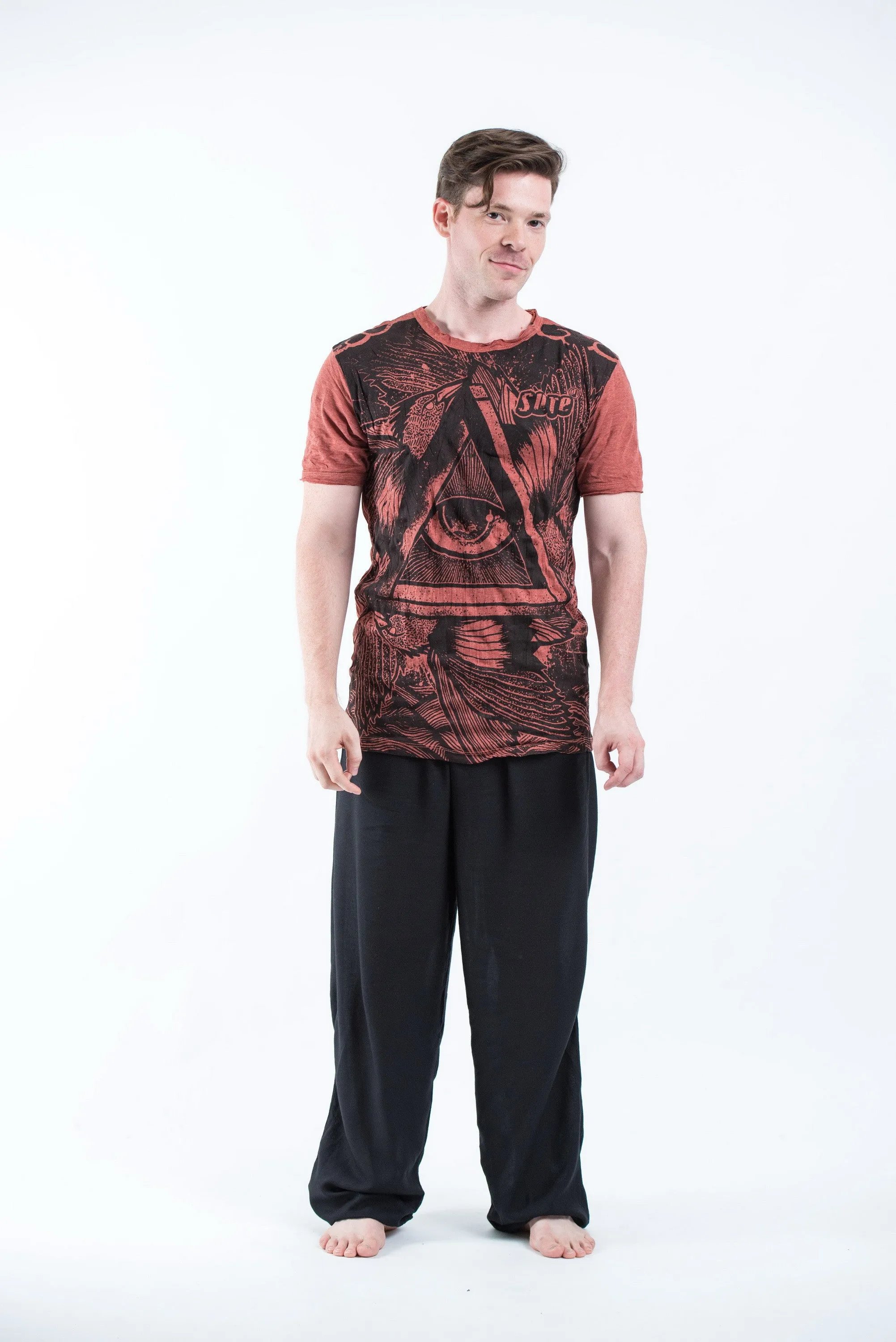 Mens All Seeing Eye T-Shirt in Brick