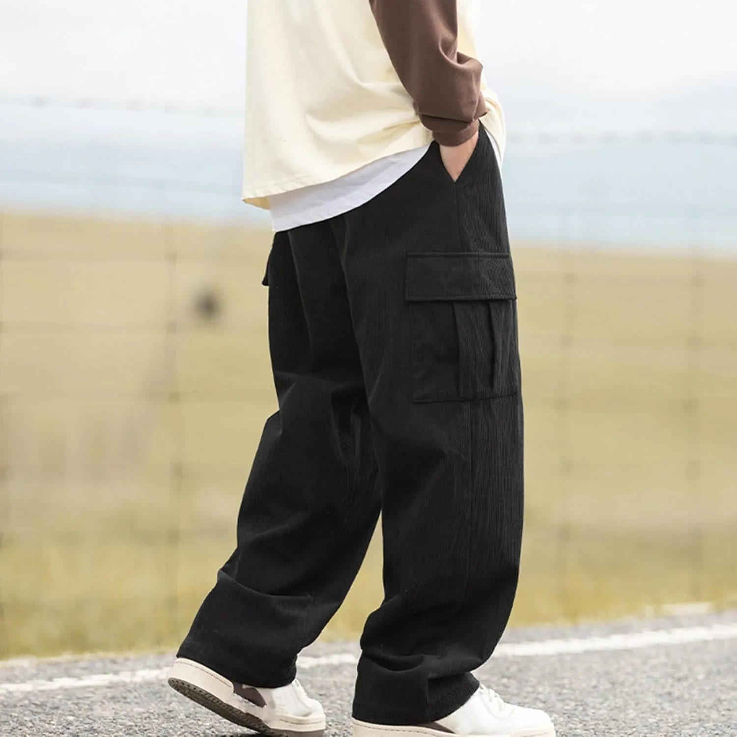 Men's Cargo Pants 2024 Fashion Loose Baggy Work Hiking Trousers Slim Fit Utility Outdoor Pants with Multiple Pockets