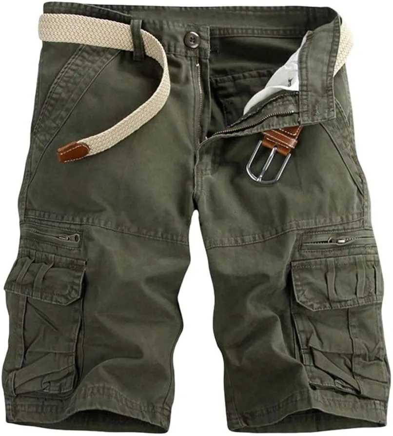 Men's Casual Cargo Shorts Loose Straight Relaxed Fit Hiking Outdoor Pants with Multi Pockets Sports Shorts Trousers