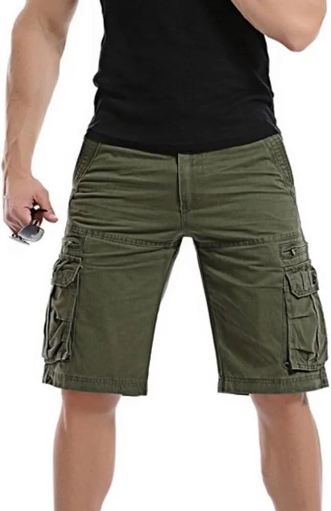Men's Casual Cargo Shorts Loose Straight Relaxed Fit Hiking Outdoor Pants with Multi Pockets Sports Shorts Trousers