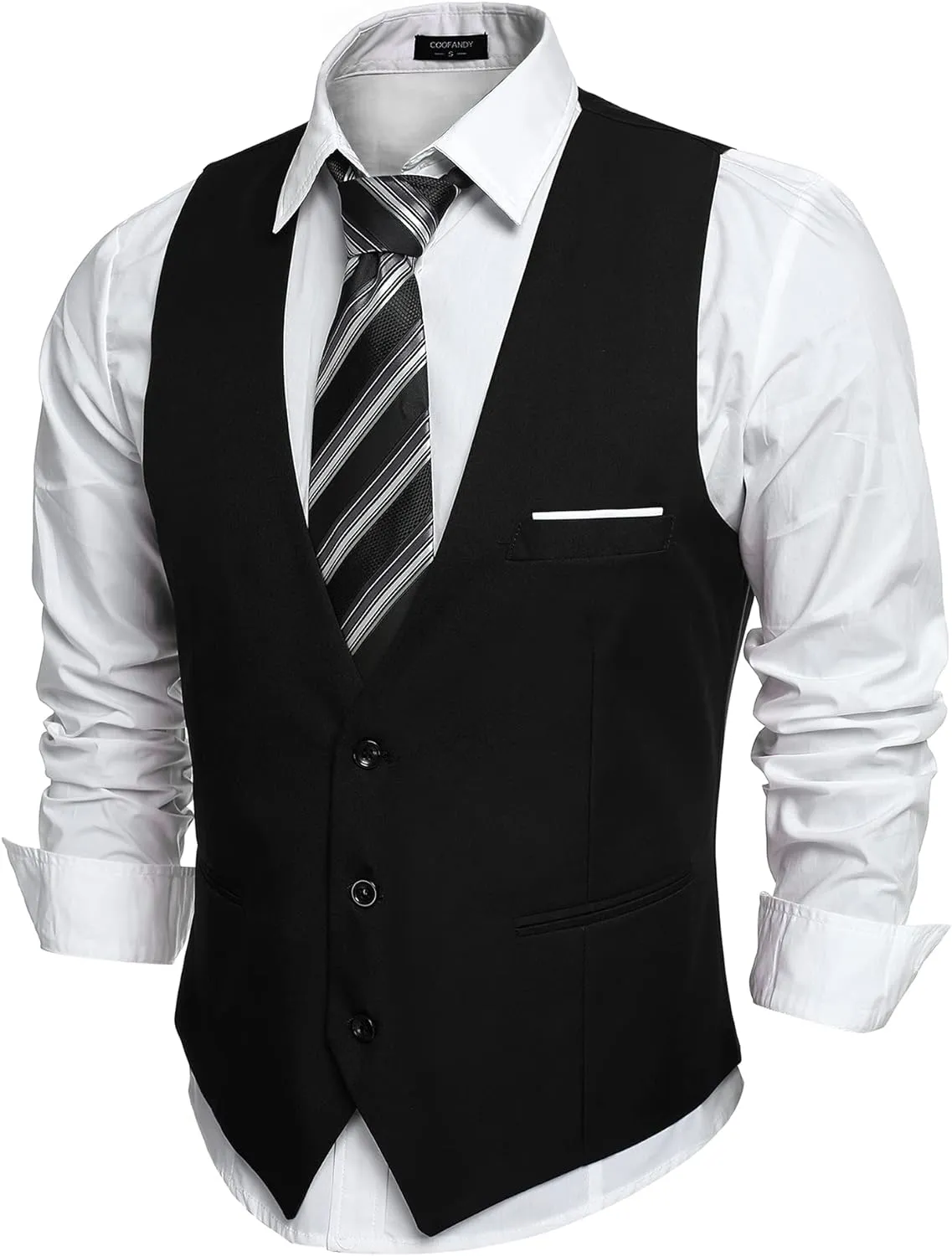 Men's Dark Grey Sleeveless Formal Slim Fit Suit Vest