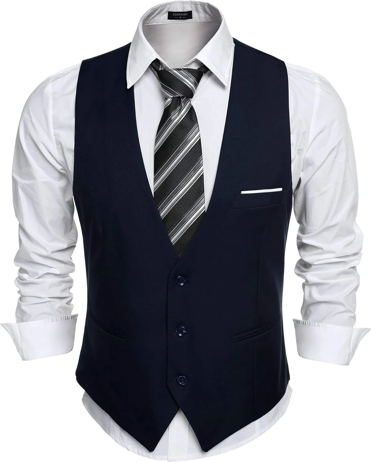 Men's Dark Grey Sleeveless Formal Slim Fit Suit Vest