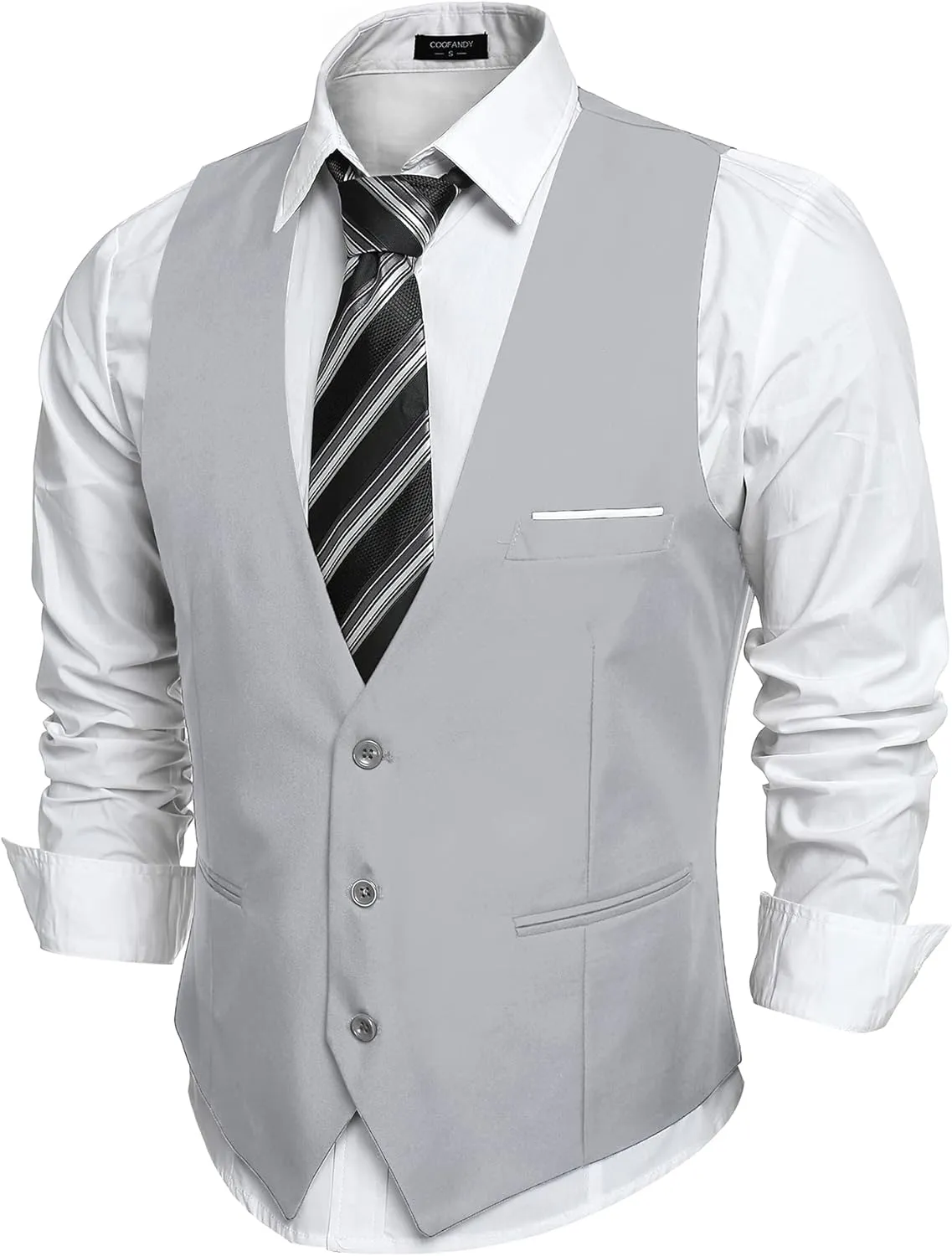 Men's Dark Grey Sleeveless Formal Slim Fit Suit Vest