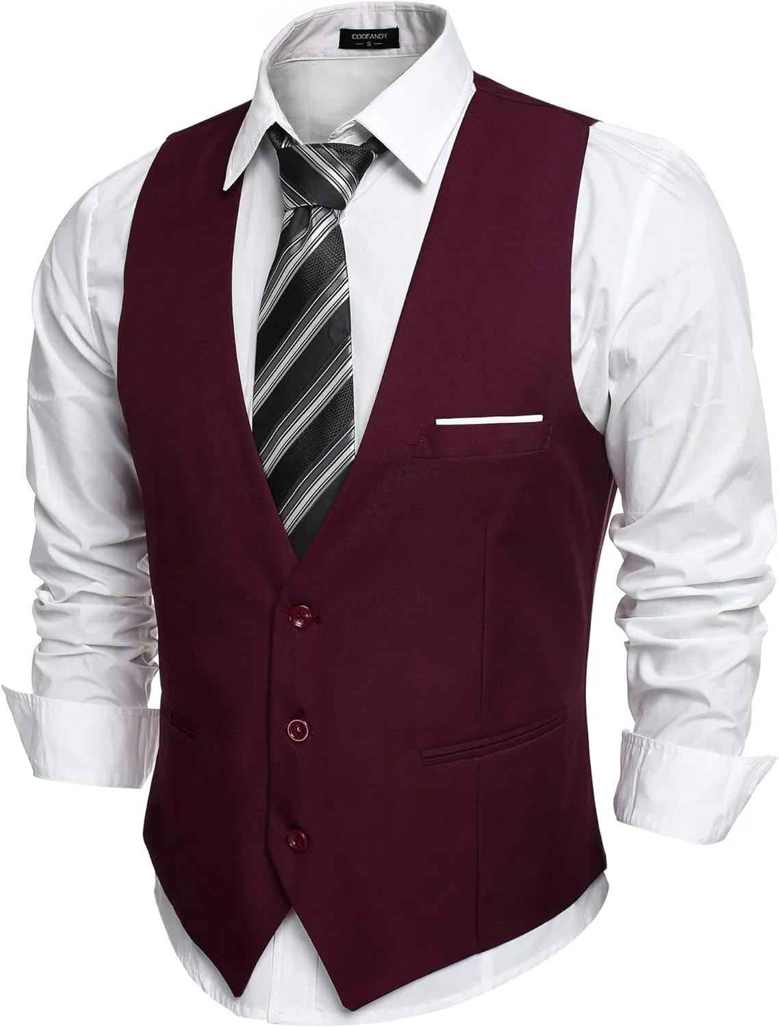 Men's Dark Grey Sleeveless Formal Slim Fit Suit Vest