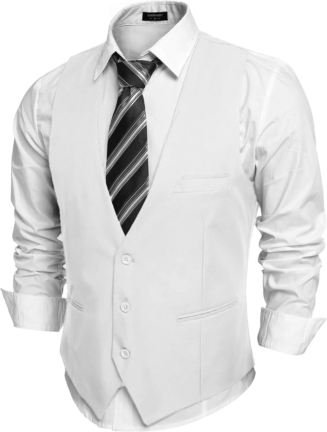 Men's Dark Grey Sleeveless Formal Slim Fit Suit Vest