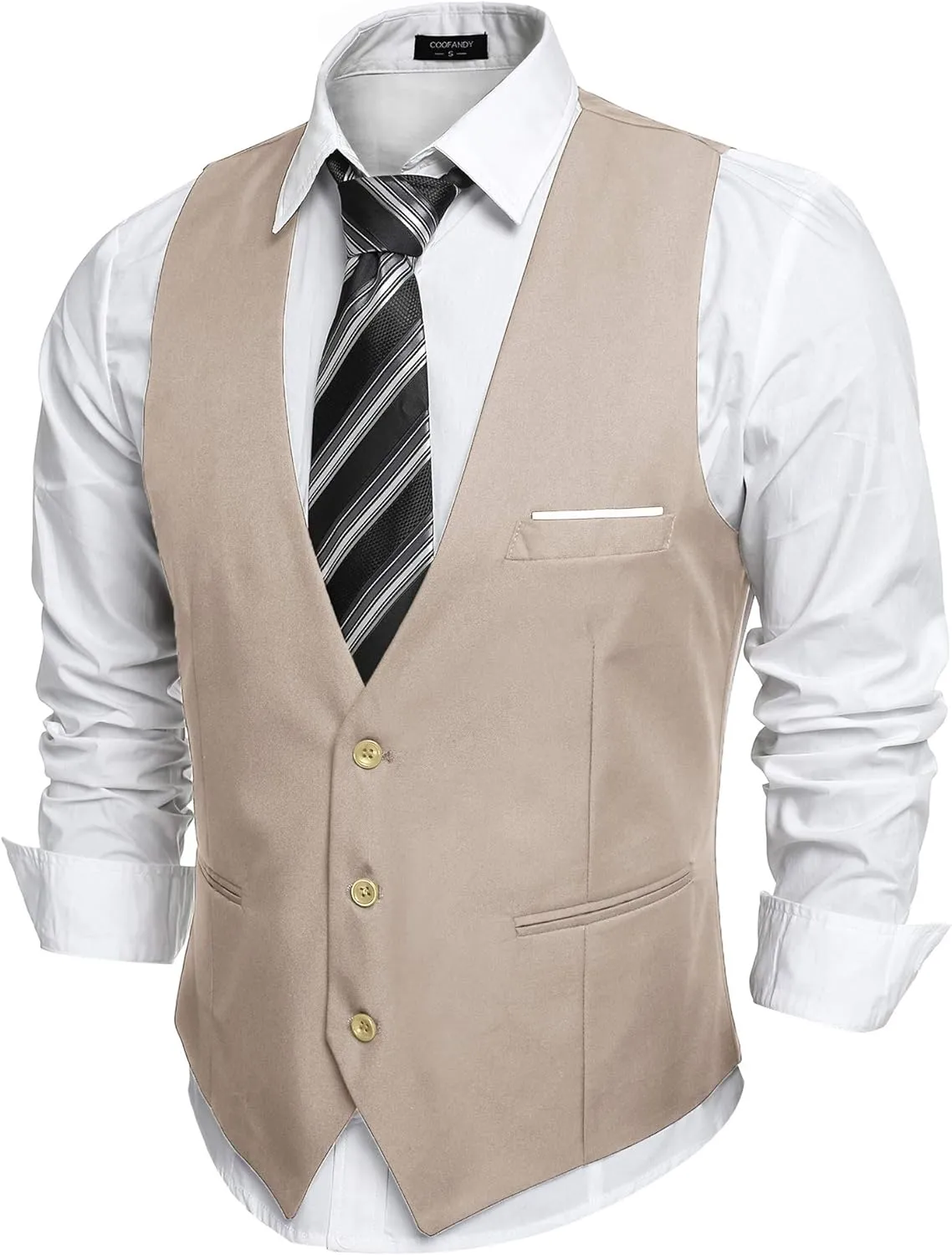 Men's Dark Grey Sleeveless Formal Slim Fit Suit Vest