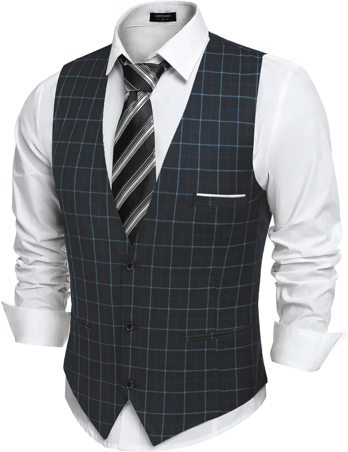 Men's Dark Grey Sleeveless Formal Slim Fit Suit Vest
