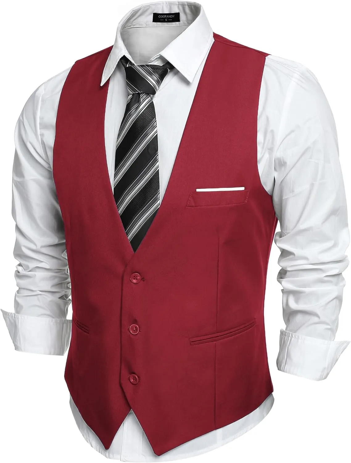Men's Dark Grey Sleeveless Formal Slim Fit Suit Vest