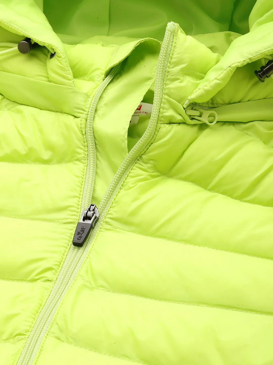 Men's Quilted Lime-Green Hooded Puffer Jacket