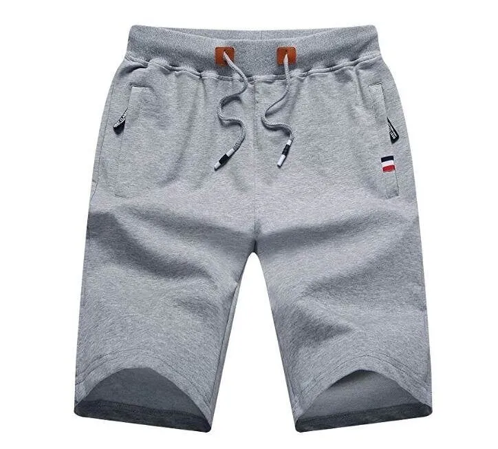 Mens Shorts Casual Elastic Waist Drawstring Zipper Pockets Fleece Shorts for Men