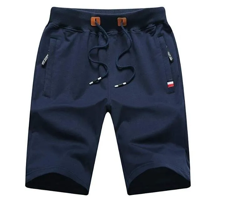 Mens Shorts Casual Elastic Waist Drawstring Zipper Pockets Fleece Shorts for Men