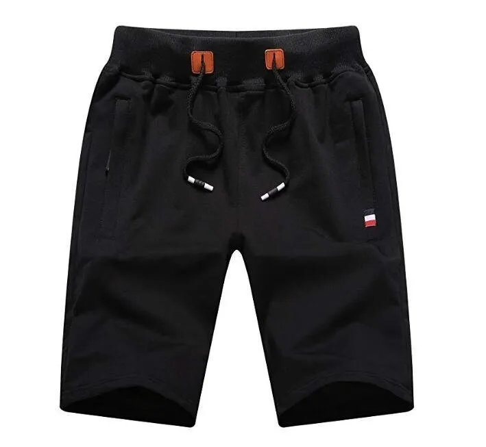 Mens Shorts Casual Elastic Waist Drawstring Zipper Pockets Fleece Shorts for Men