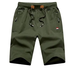 Mens Shorts Casual Elastic Waist Drawstring Zipper Pockets Fleece Shorts for Men
