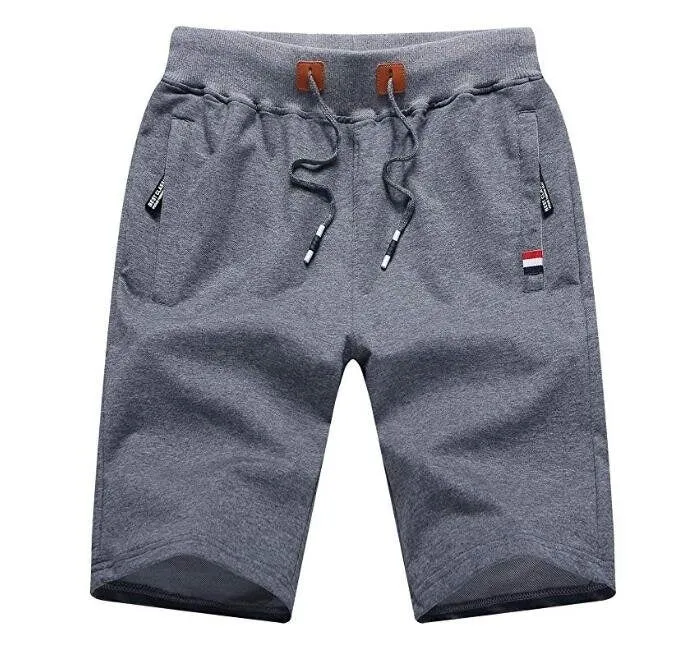 Mens Shorts Casual Elastic Waist Drawstring Zipper Pockets Fleece Shorts for Men