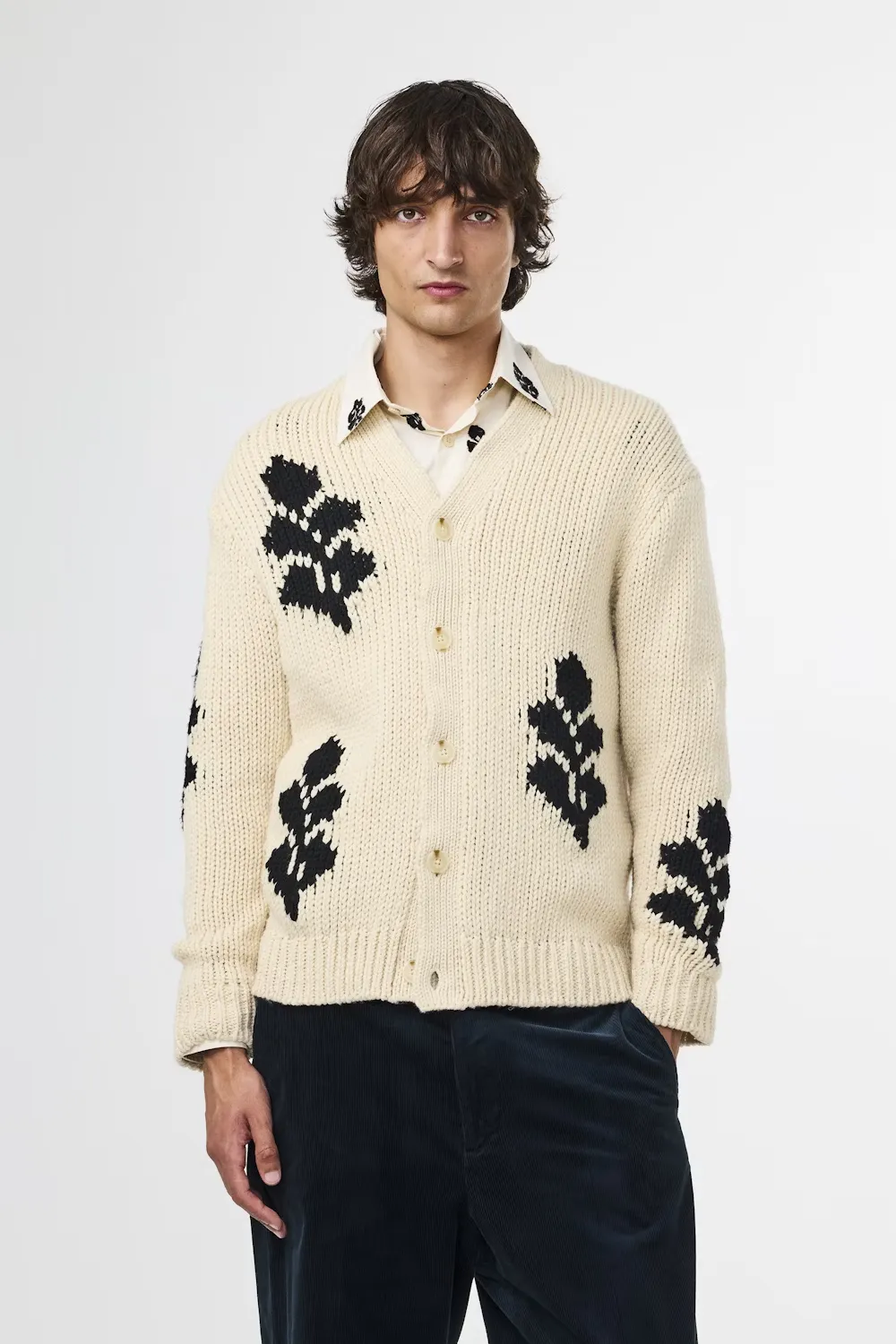 Mika Intarsia Cardigan - Ecru
