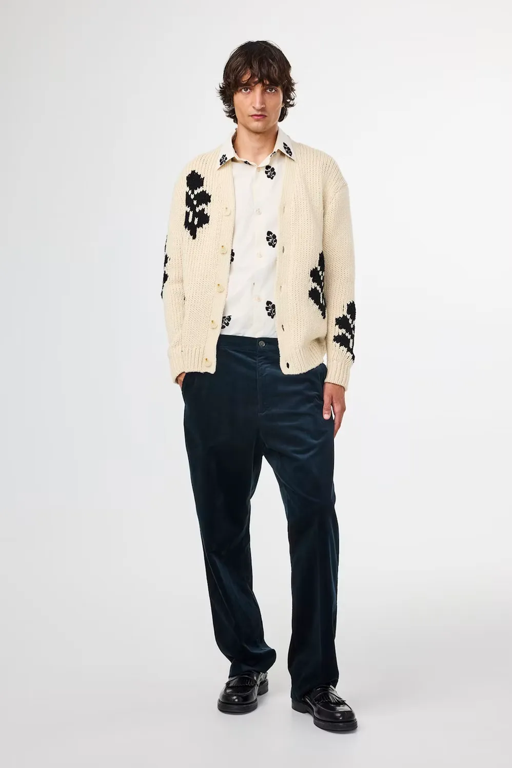 Mika Intarsia Cardigan - Ecru