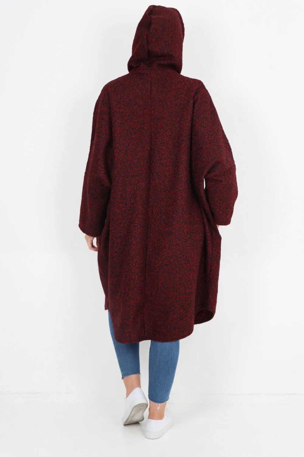 Oversized Pockets Hooded Long Sleeve Coat