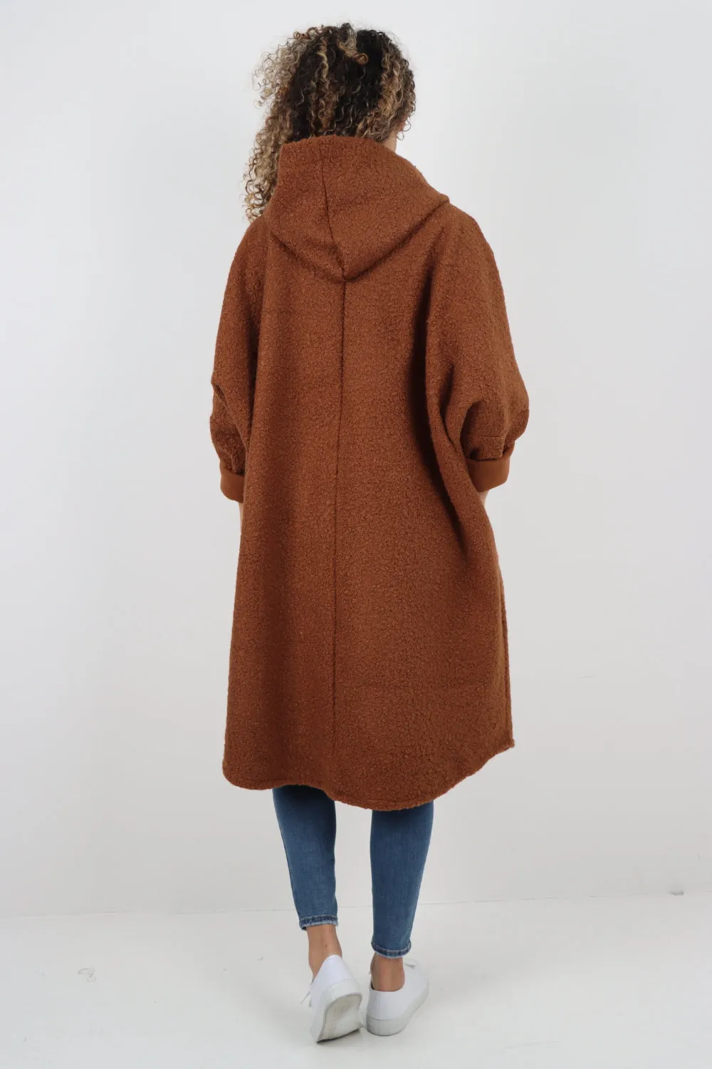 Oversized Pockets Hooded Long Sleeve Coat