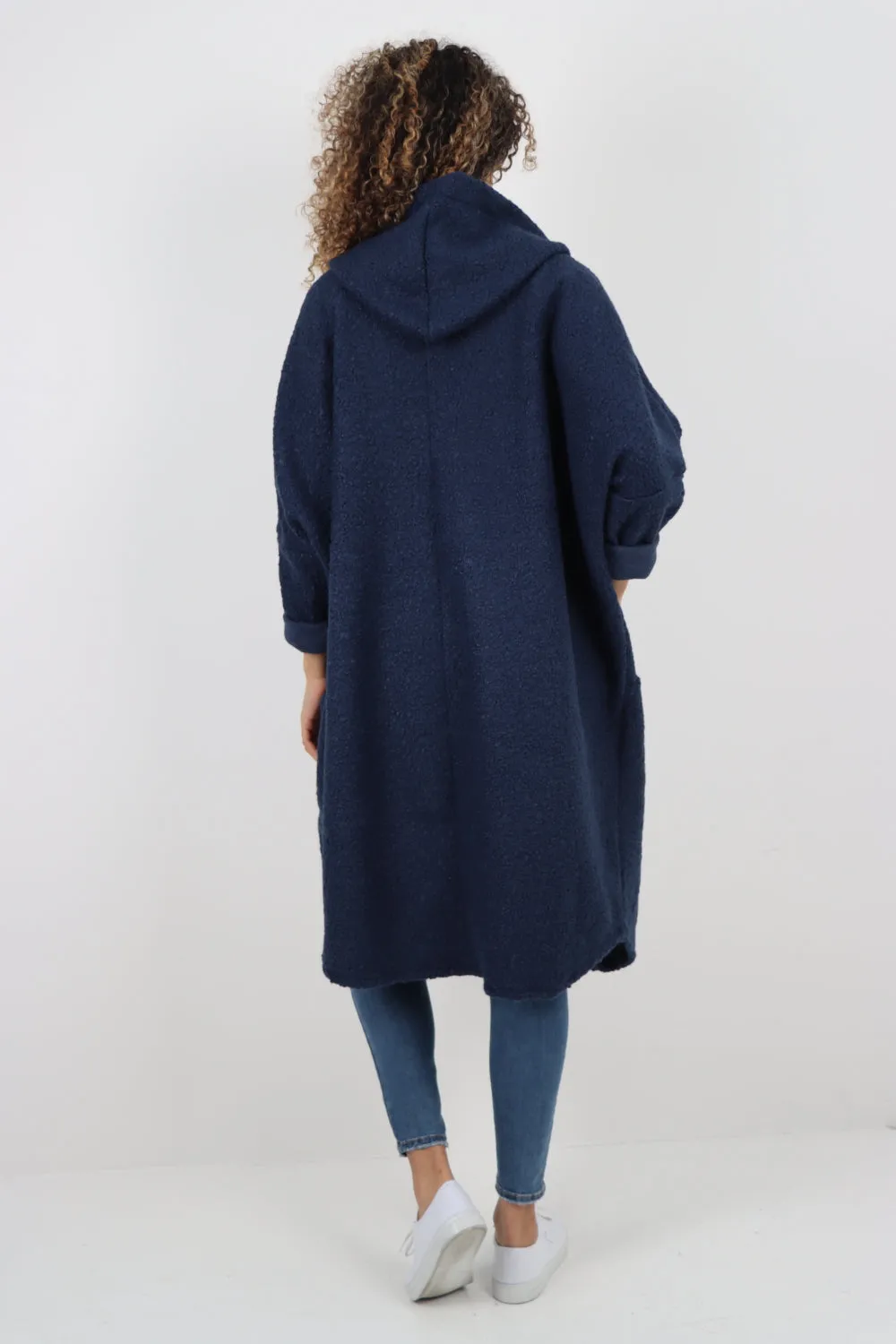 Oversized Pockets Hooded Long Sleeve Coat
